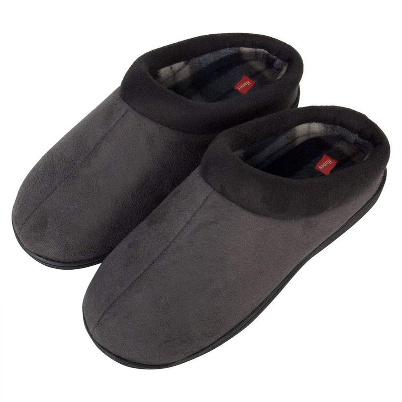 Hanes Men's Memory Foam Indoor/Outdoor Microsuede Clog Slipper Shoe, Grey, Large - Image 4